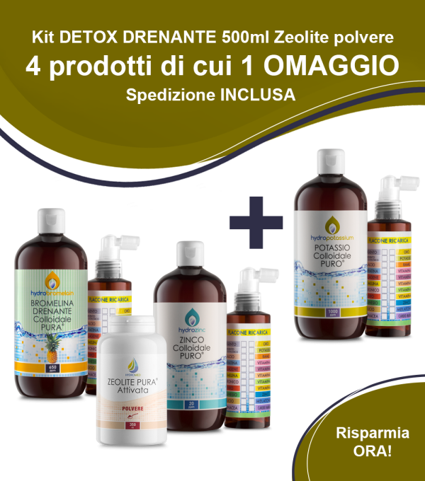 Kit DETOX DRENANTE 500ml zeolite polvere